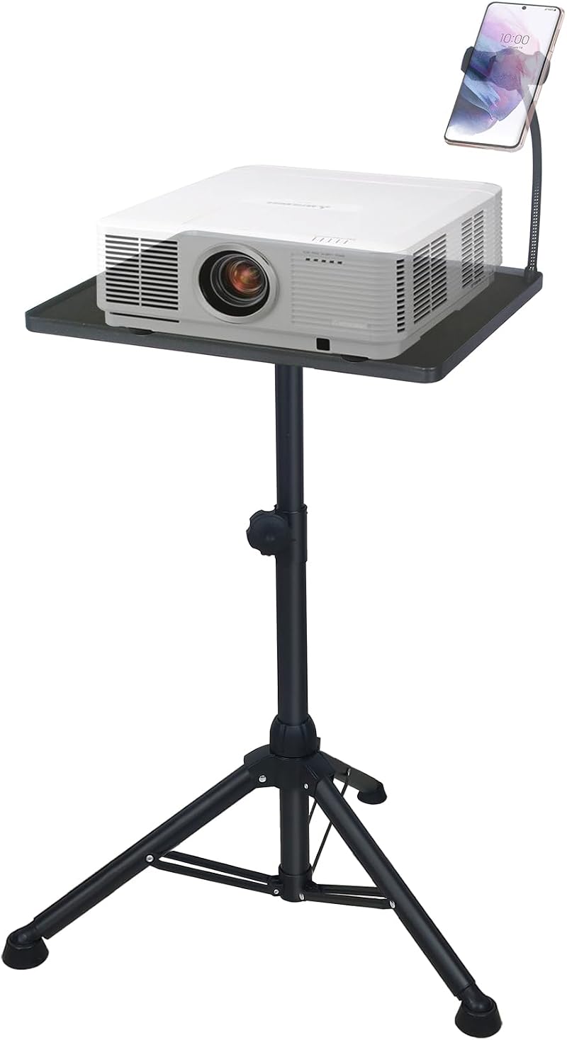 GLEAM Projector Stand Large Tray 15.5x11.5in Height Adj 24-40in Laptop DJ Gear