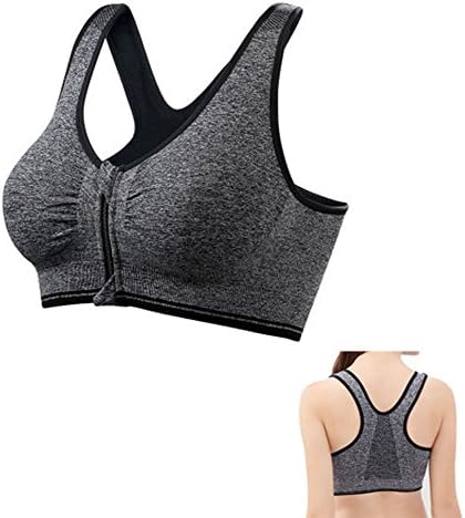 Women's Front Zip Sports Yoga Bras High Impact Workout Gym Activewear Tank Top (L(36B 36C 36D 38A 38B 38C 38D), Black 1)
