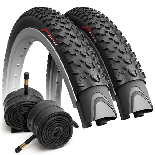 Fincci Pneu VTT 27,5 Pouces - Paire Pliable Pneus Velo 27,5 x 2.10 avec 2X Chambre à Air 27.5 pour VTT, Montagne Vélo, Velo de Course, e Bicyclette 55-584 - Un Paquet de 2 pneus Oncamp 27.5