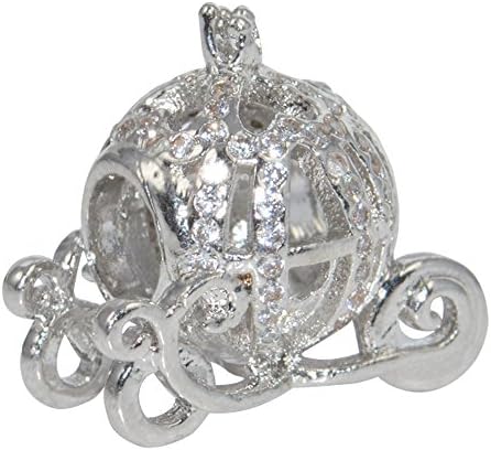 DongStar Fashion Jewelry, Zirconia Crystal Cooper Material Silver Plated Princes Carriage Bead Connector for bracelets
