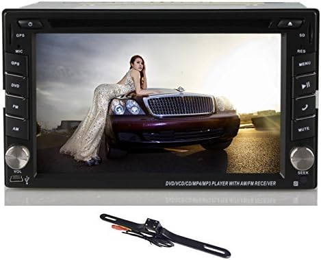 GPS Navigation 6.2-inch Double Din In Dash Car Dvd Player Car Stereo Touch Screen with Bluetooth USB SD MP3 Radio for Universal Car with Backup Camera and Map Card