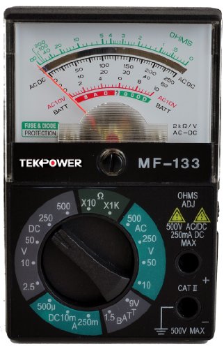 Tekpower TP133 Pocket-Size 5-Function 16-Range Analog Multimeter with 1.5V/9V Battery Tester