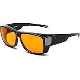 CAXMAN 99.9% Blue Light Glasses Sleep Glasses Orange Tinted Lens for Good Sleep Fit Over Glasses Fully Covered Your Eyes