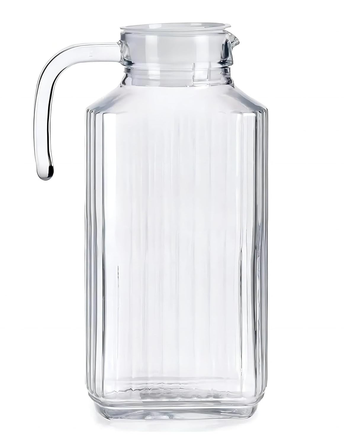 MGE - Glass Jug with Lid - Water Jug, Glass Jug with Lid - Glass Pitcher with Lid, Iced Tea, Pitcher Water Jug - Cold Water, Ice Tea, Wine, Coffee, Milk and Juice Beverage Carafe - Fridge Jug - 1.8 L