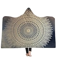 Novobey Hooded Blanket 3D Colorful Mandala Flower Patterns Wearable Blanket (Adults 60"x 80")