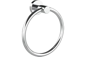 RARXTR Chrome Hand Towel Holder for Bathroom Kitchen Towel Ring Modern Rounded Base Wall Mount SUS304 Stainless Steel