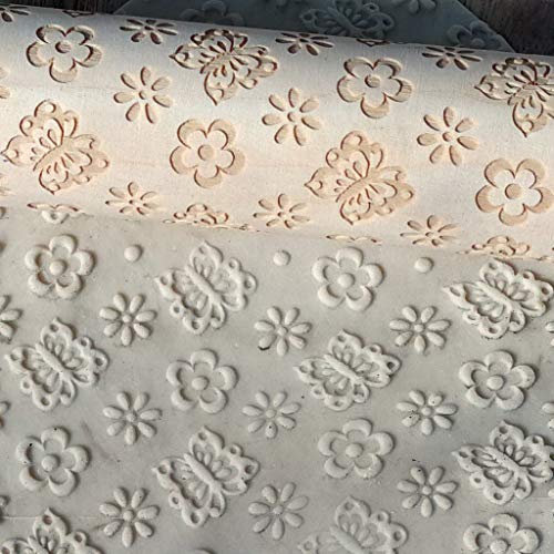 Valentine's Day Wooden Rolling Pins, Wenini Engraved Carved Embossed Rolling Pin with Valentine's Day Symbols for Baking Embossed Cookies for Kitchen Tool (Butterfly) - Thumbnail 5