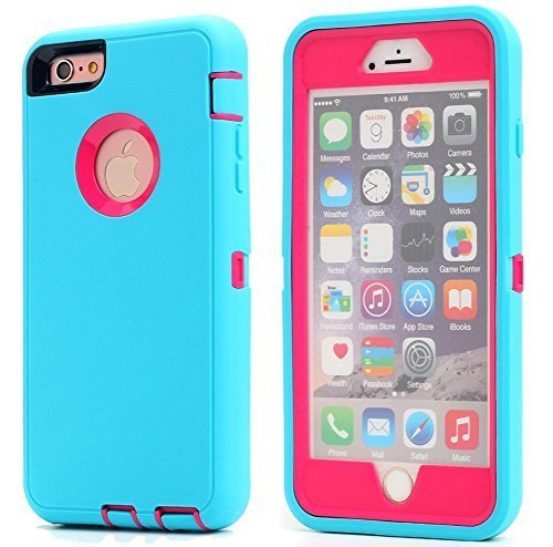 iPhone 6 Case, iPhone 6S Case [HEAVY DUTY] AICase Built-in Screen Protector Tough 3 in 1 Rugged Shorkproof Cover for Apple iPhone 6/6S (Rose with belt clip)