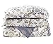 Word of Dream Cotton Duvet Cover Sets King Size, Grey Floral Pattern Printed Soft Comforter Bedding Duvet Cover with Zipper Closure Corner Ties, 3 Piece (1 Duvet Cover + 2 Pillow Shams)