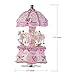 ACCOCO Carousel Music Box Luxury Color Change LED Light Luminous Rotating 3-Horse Carousel Horse Music Box Melody Carrying You from Castle in The Sky(Castle in The Sky, Pink)