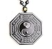 ZTAN Vintage Black Obsidian Necklace Pendant Yingyang Amulet Pendant with Long Adjustable Bead Chain