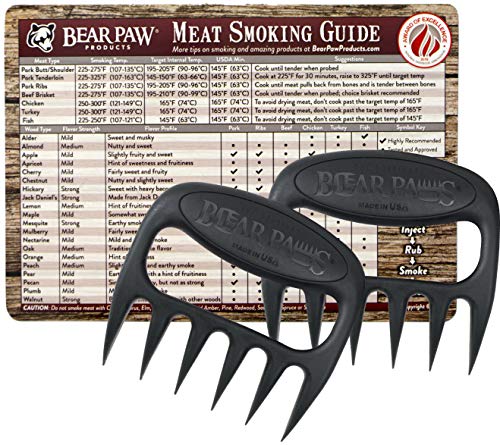 Bear Paws Meat Forks - Meat Shredders - Includes Meat Smoking Guide Magnet