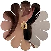 Sttiafay Vintage Geometric Square Dangle Earrings Gold Hammered Square Earrings Statement Square Earrings Chunky Metal Square Stud Earrings Jewelry for Women