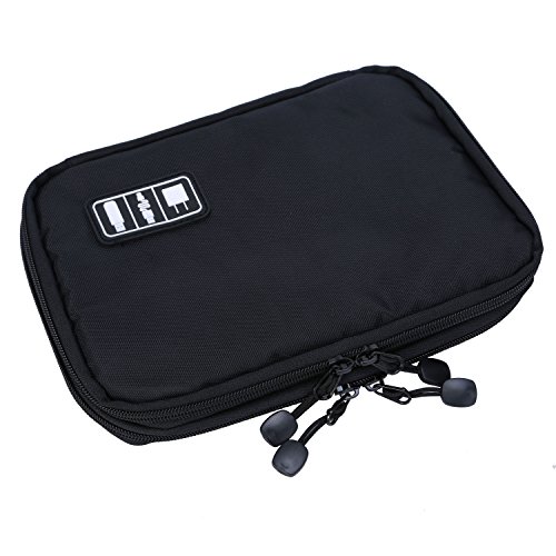 Universal Cable Organizer Electronics Accessories Case Travel Portable Carry on Bag for Various USB Phone Computer iPad Charger Power Bank (Double Layer)