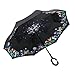 Ylovetoys Inverted Umbrella with C-Shaped Handle Inside Out Windproof Umbrella Upside Down Reverse Umbrella Double Layer Travel Umbrella