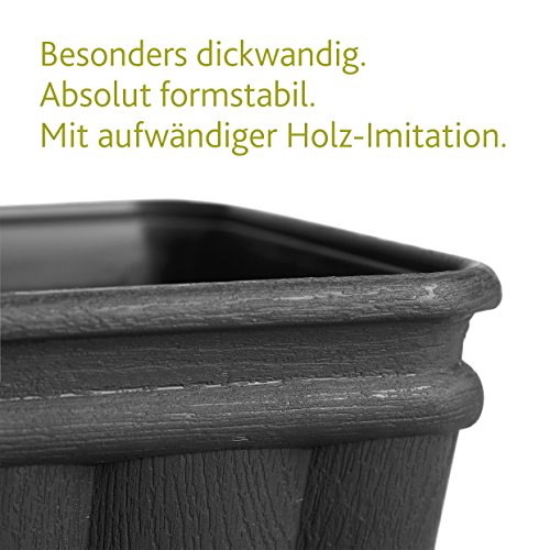 Emsa Blumenkasten, Holz-Imitation, Länge 50 cm, Anthrazit, Balcone, 506707 – Bild 5