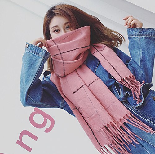 Scarves female winter thick Korean long paragraph double-sided students knitting lattice shawl dual autumn and winter scarf 185X70cm