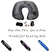 Lucear Inflatable Travel Pillow Set- Velvet Travel Neck Pillow, Sleep Mask, Earplugs - Including Carry Pouch for Convenient Storage - 3 Seconds Inflate Full (Gray)