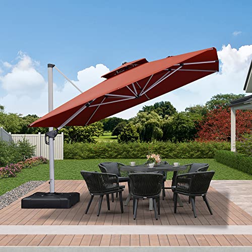 PURPLE LEAF 11 Feet Double Top Deluxe Square Patio Umbrella Offset