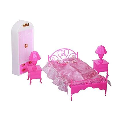 Amazon Com Fomoisclu 4pcs Doll House Bedroom Furniture Set