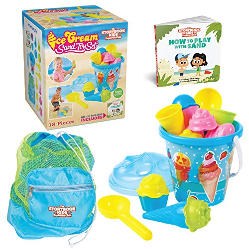 The STORYBOOK KIDS Explorers Club Beach Toys Box for Toddlers - 16-Piece Ice Cream Sandbox Toys Kit  - //coolthings.us