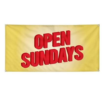Amazon Com Vinyl Banner Sign Open Sundays 1 Business Outdoor
