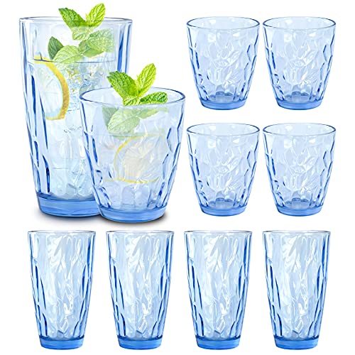 CREATIVELAND Drinking Glasses Tumbler Light Blue Set of 8, for Water ...