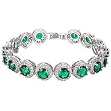 EVER FAITH Silver-Tone Round Cubic Zirconia Birthstone Roman Tennis Bracelet