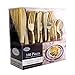 Gold Plastic Silverware Set, 160 Count, Extra Heavy Duty Flatware, Disposable Cutlery Utensils, 80 Forks, 40 Spoons, 40 Knives, Polished Gold, Bulk Pack