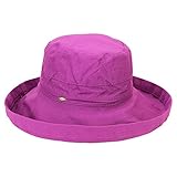 Scala Collezione Women's Cotton Big Brim Inner Drawstring Hat, Grape, OS
