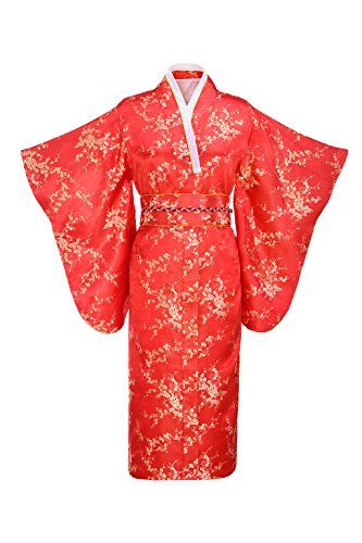 Joy Bridalc Women's Kimono Robe Japanese Traditional Brocade Cosplay Costume,red Plum