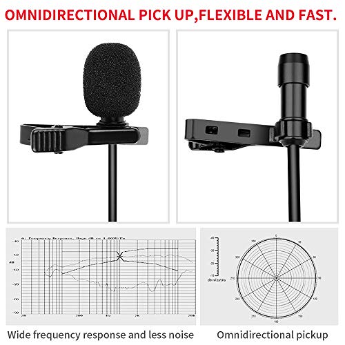 Lavalier Microphone, Professional Lapel Mini Mic with USB Charging