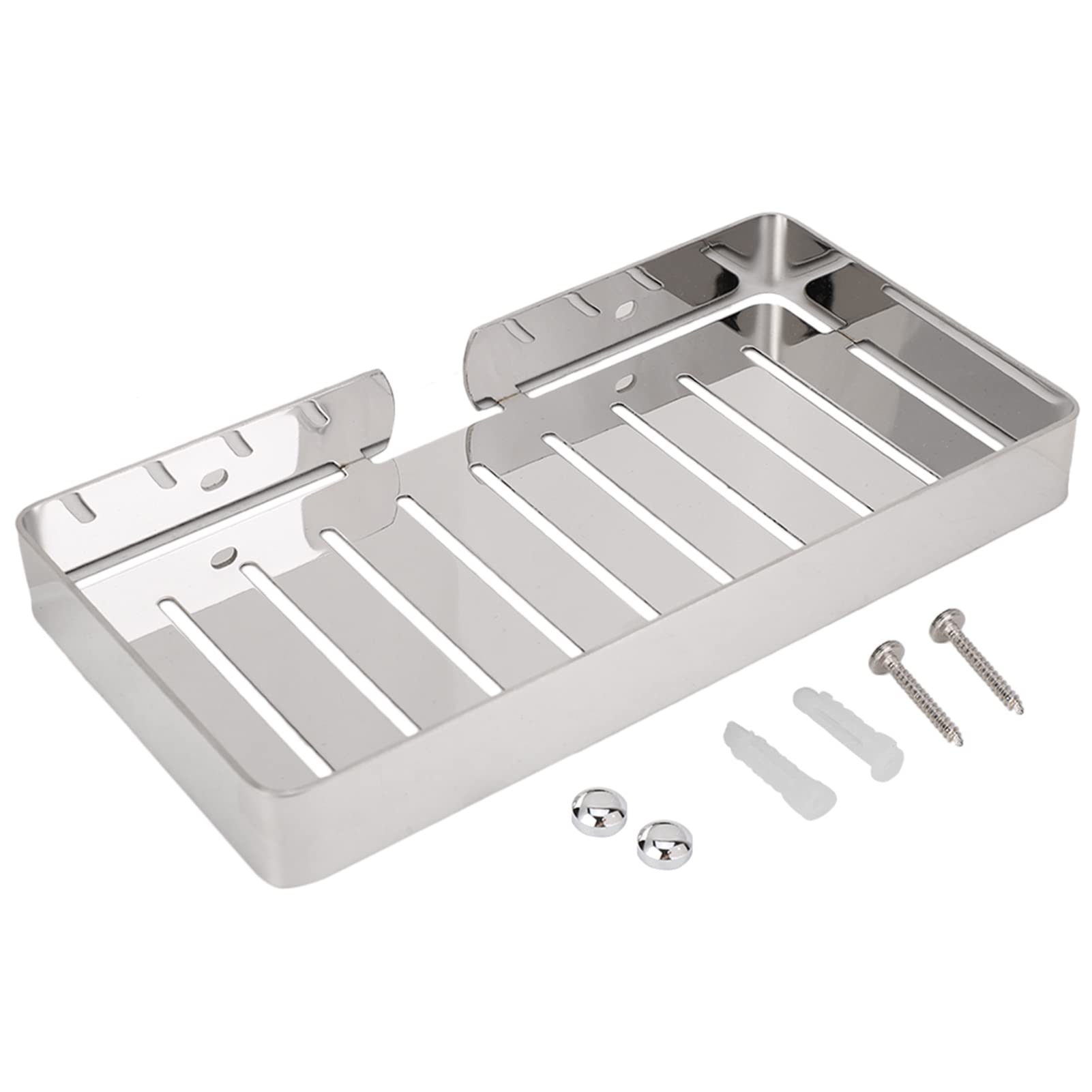 Bath Shelf Storage, Wall Mount Stainless Steel Holder Drain Rack Shelf, Combo Organizer Basket for for Bathroom Kitchen Shampoo Soap (Silver)