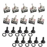 Pevor 10PCS Premium SPST 10A 125V 6A 250V 2Pin Heavy Duty ON/Off Rocker Toggle Switchs Waterproof Boot Cover
