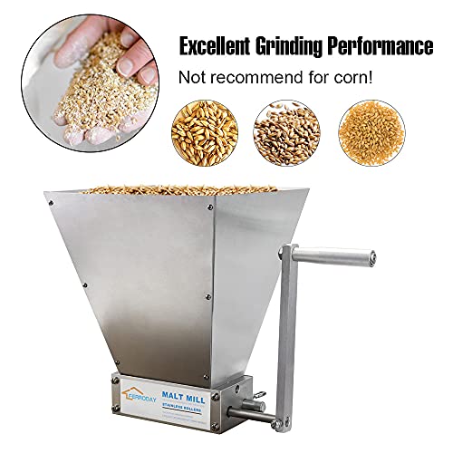 FERRODAY Malted Grain Mill Malt Stainless Steel 2 Roller Malt Mill