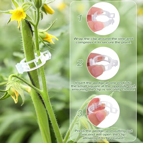 HGRGHH 300 PCS Garden Plant Clips, Plant Support Clips, Reusable Plastic Tomato Clips, for Climbing Plants such as Tomatoes, Cucumbers, Flowers and Peas