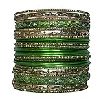 Set of Grass Green Bangle Bracelets for Women