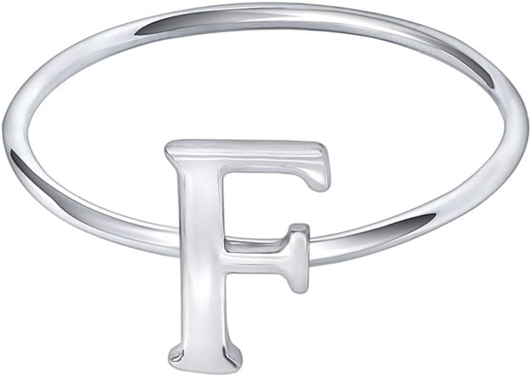 AoedeJ 925 Sterling Silver Stackable Initial Letter Rings Capital Letter Ring Charm Initial Band for Women