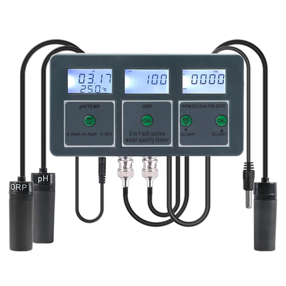 Photo 1 of Yewhick WiFi Tuya Smart pH Monitor Data Logger Temp TDS Salinity S.G. EC ORP Water Tester Monitor Analyzer for Aquariums Pool Hydroponics