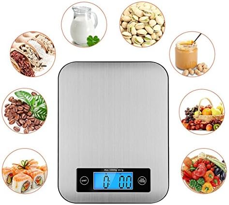 Digital Kitchen Multifunction Food Scale – Upgraded High Precision Food Scale,Tare & Touch ON& Auto Off, Rustproof Premium Stainless Steel Platform, 22lb 10kg, Storage Bag & 2xAAABatteries (Included)