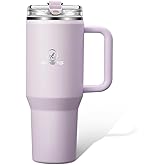 Gpeng 30/40/50 oz Tumbler with Handle, Water Bottles with Straw Lid, Insulated Stainless Steel Travel Mug Cup Holder Friendly, Keep Drinks Cold or Hot for Hours