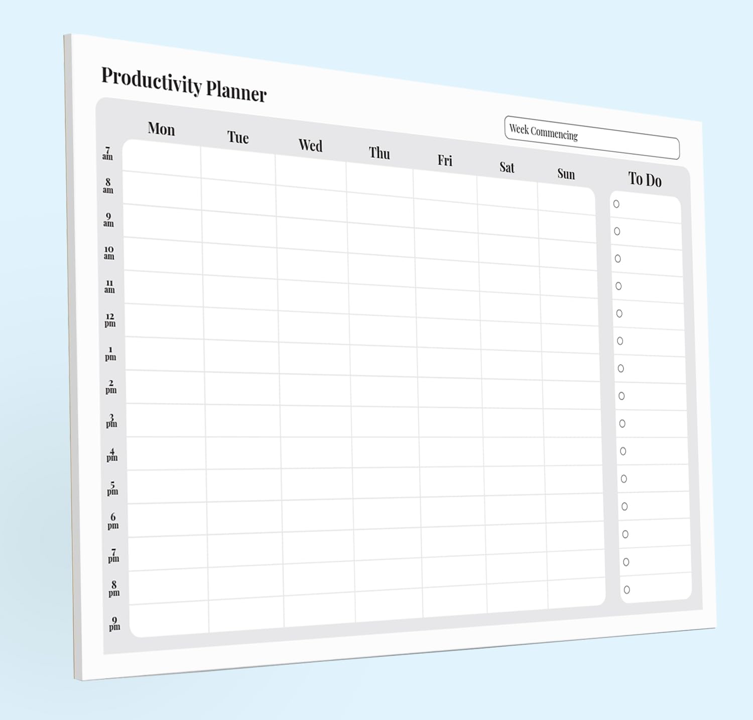 Weekly Time Management Planner - Perfect for Home, Office, Study/Revision & General Productivity - A4 size with 52 tear off sheets - Quality 100gsm paper with sturdy 1250 micron white backing board