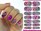 Full Wrap Nail Art Water Transfer Decal Sticker Colourful Flower #9 Nail Sticker Tattoo - FashionDancing
