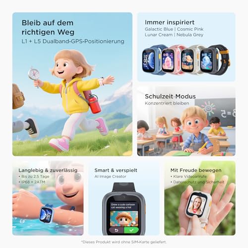 TCL MOVETIME MT48 - 4G Smart Watch for Kids with GPS Tracking, SOS Button, 2MP Camera, Fitness Tracking and Personalised Themes