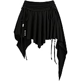 Milumia Women's Ruched Drawstring Short Skirt Y2k Pleated Asymmetrical Hem Mini Skirts