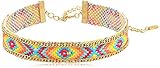 Ettika Gypsy Friendship in Gold and Rainbow Choker Necklace