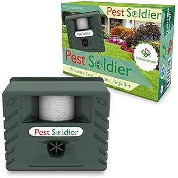 6-in-1 Pest Soldier Sentinel, Outdoor Electronic Pest Animal Ultrasonic Repeller, with Ac Adaptor For Deer Raccoon Rabbits Birds