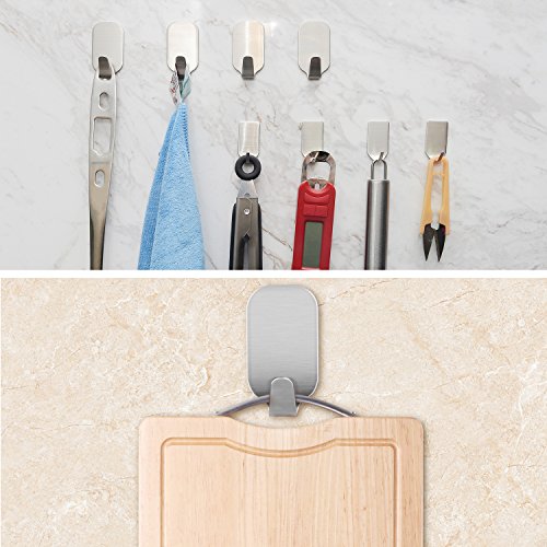 image for Adhesive Hooks, Bestfy Heavy Duty 3M Wall Hooks Stainless Steel Ultra 