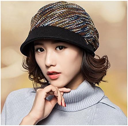 CHINACME Folding Female Melange Hat Fashionable Warm Cap Outfit Accessory (MELANGE BLUE WHITE)