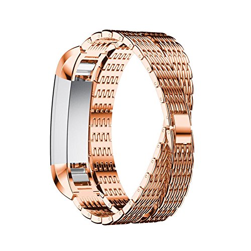 Alonea Stainless Steel Watch Bracelet Band Strap For Fitbit Alta HR/Fitbit Alta (Gold)